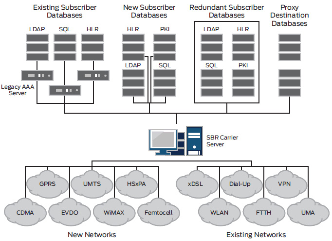 SBR Carrier's ability to support multiple network access technologies and RADIUS proxy support